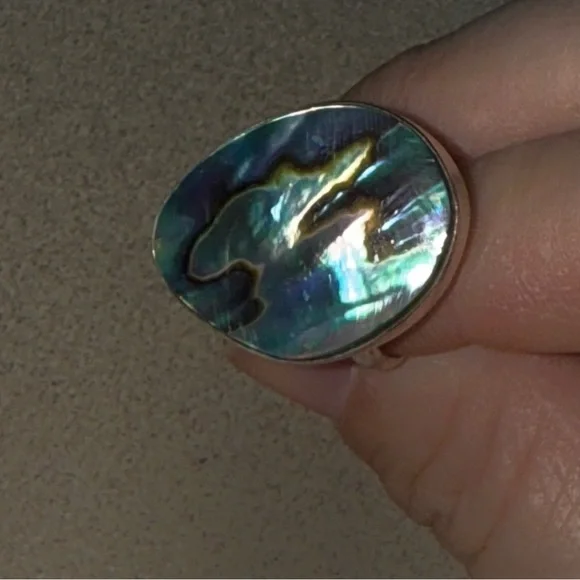 Abalone shell ring sea opal - Picture 8 of 8
